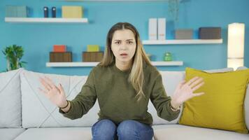 The young girl speaks in an angry and angry state. video