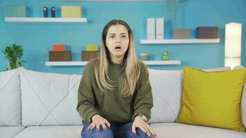 Young girl says no with anxiety and panic and is afraid. video