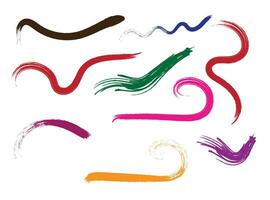 Abstract colorful brush stroke set vector illustrations on a white background.