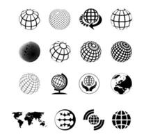 Vector Earth globe icons set, international tourism globe symbol.