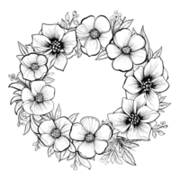 negro y blanco flor marco - ai generativo png