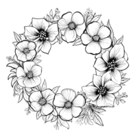 noir et blanc fleur Cadre - ai génératif png