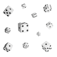 Falling dice clipart flat design icon isolated on transparent background, 3D render entertainment and board game concept png