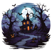 effrayant Halloween maison clipart - ai génératif png