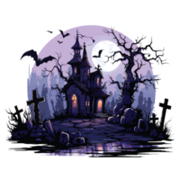 Scary Halloween House Clipart - Ai Generative png