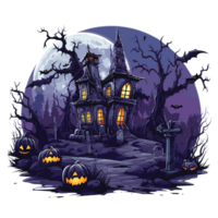 Scary Halloween House Clipart - Ai Generative png