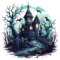 Scary Halloween House Clipart - Ai Generative png