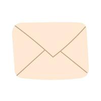 Beige envelope on a white background in cartoon style vector