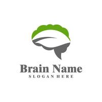 Nature Brain logo design vector. Creative Brain with Leaf logo concepts template vector