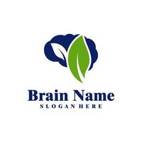 Nature Brain logo design vector. Creative Brain with Leaf logo concepts template vector