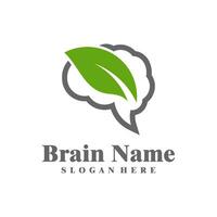 Nature Brain logo design vector. Creative Brain with Leaf logo concepts template vector