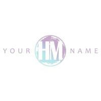 HM Initial Logo Watercolor Vector Design