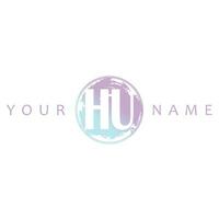 HU Initial Logo Watercolor Vector Design