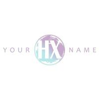 hx inicial logo acuarela vector diseño