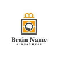 Gift Brain logo design vector. Creative Brain with Gift logo concepts template vector