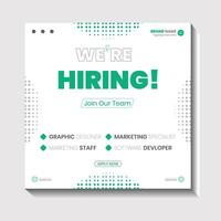 We are hiring job vacancy social media post banner design template with red color. We are hiring job vacancy square web banner design. vector