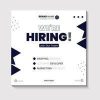 We are hiring job vacancy social media post banner design template with red color. We are hiring job vacancy square web banner design. vector