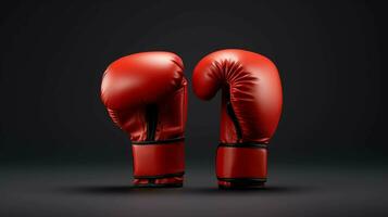 red boxing gloves isolated on a black background, AI generated photo