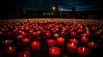 A somber yet hopeful scene, a candlelight vigil on World AIDS Day, AI generated photo