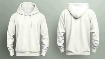 Mockup White oversized hoodie Front and back with transparent background, AI generated photo