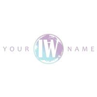 IW Initial Logo Watercolor Vector Design