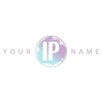 IP Initial Logo Watercolor Vector Design