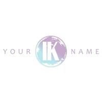 IK Initial Logo Watercolor Vector Design