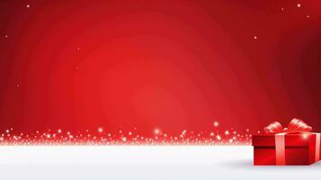 Merry Christmas copy space banner with a bright red background, AI generated photo