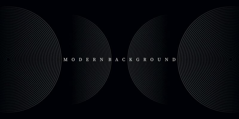 Futuristic abstract background. Geometric circle line design. Modern black line pattern background. Black background