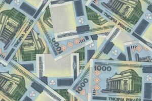 Belarusian banknotes. Close up money from Belarus. Belarusian ruble.3D render photo