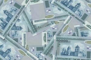 Belarusian banknotes. Close up money from Belarus. Belarusian ruble.3D render photo