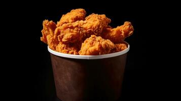 Bucket full of crispy kentucky fried chicken. Generative Ai photo