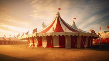 circo carpa, carnaval tienda a el diversión parque. generativo ai foto