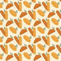 Bakery theme icon simple vector arts. Aesthetic bakery bread vector seamless pattern