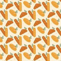 Bakery theme icon simple vector arts. Aesthetic bakery bread vector seamless pattern