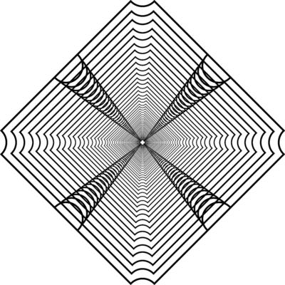 Visual of the Optical Illusion Created from Square Lines Composition, can use for Background, Decoration, Wallpaper, Tile, Carpet Pattern, Modern Motifs, Contemporary Ornate, or Graphic Design Element