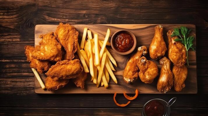 Chicken Wings And Fries Stock Photos, Images and Backgrounds for Free