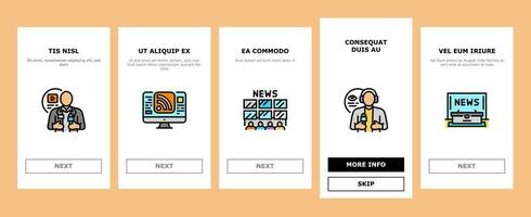 news business communication onboarding icons set vector