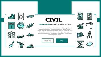 civil engineer industry building landing header vector