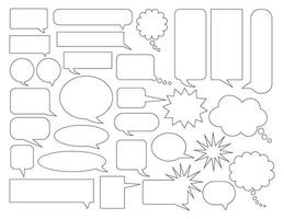 Comic Speech Bubbles, White with Black Outlines, Set of Comic Book Expression Boxes, Talking, Yelling, Thinking, Text Boxes vector