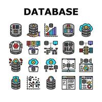 database administrator server icons set vector