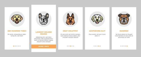 dog puppy pet animal cute onboarding icons set vector