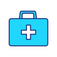 First aid box icon. First aid kit, Medical care bag icon symbol. Vector illustration.