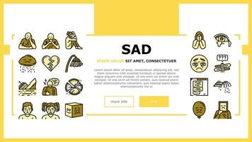 sad mood emotion face landing header vector