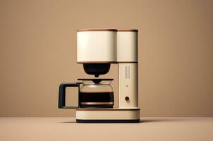 Minimalistic coffee maker on beige background. Generative AI photo