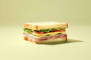 Minimalistic sandwich with vegetables and cheese. Generative AI photo