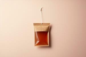 Tea bag in a craft bag. Generative AI photo