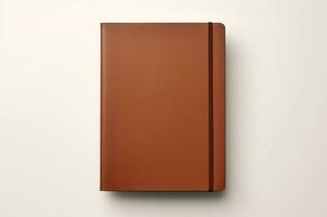 Leather brown diary mockup. Generative AI photo