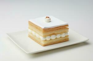Napoleón pastel con blanco chocolate. generativo ai foto