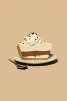 Coffee cheesecake with whipped cream. Generative AI photo